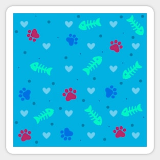 Pattern for cat lovers blue Sticker